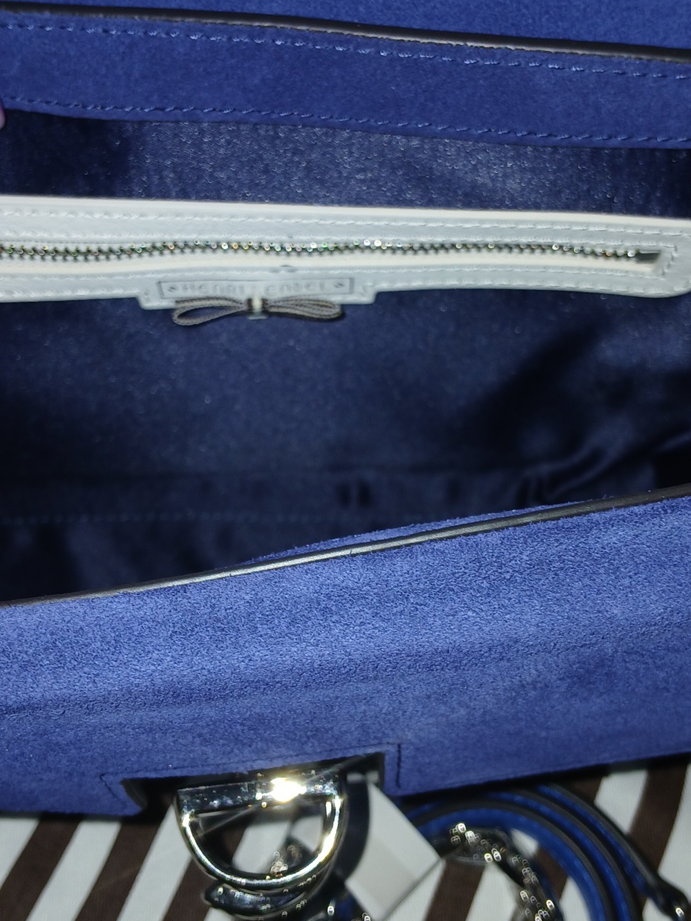 henri bendel Nwot Bold Blue Plaza Top-Handle Satchel - Picture 9 of 10